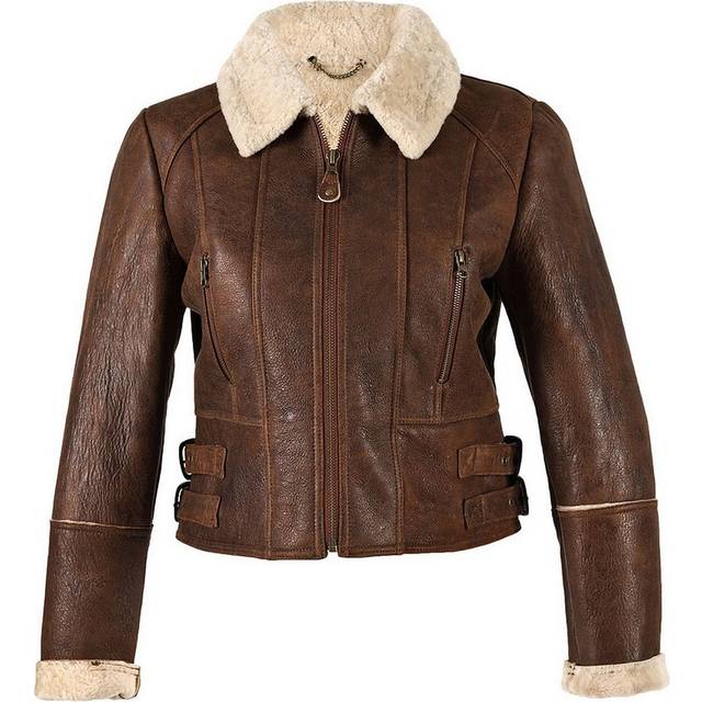 (14, Brick Forest) Eastern Counties Leather Womens/Ladies Ella Cropped Sheepskin Flying Jacket