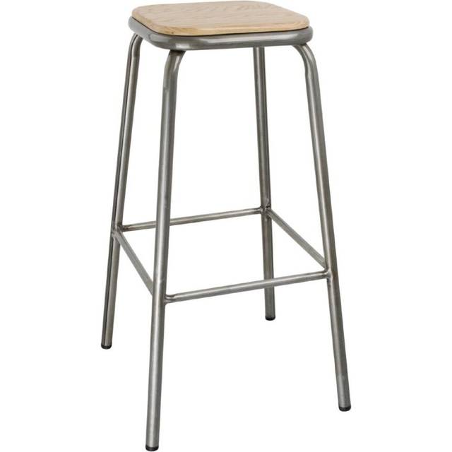 Bolero Galvanised Steel High Stools with Wooden Seatpad (Pack of 4)
