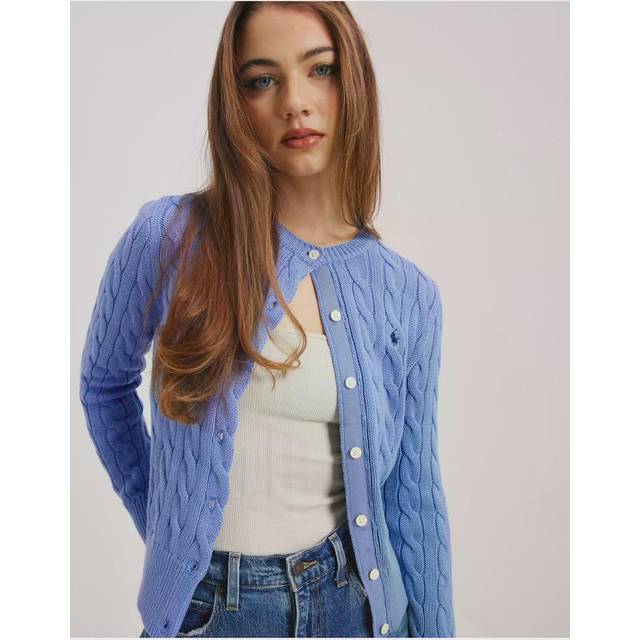 Cotton Cable Knit Crewneck Cardigan