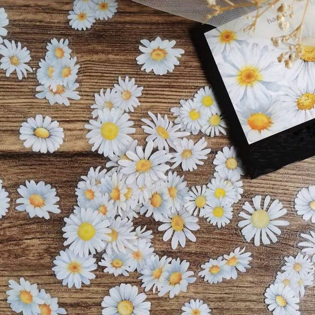SHEIN 1pack/50pcs Lovely Daisy & Mini Flower Pet Stickers For Decoration Back To School
