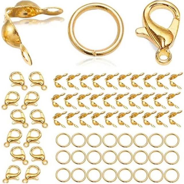 SHEIN 180pcs/pack Jewelry Making Supplies Kit Including 50pcs Open Jump Rings Connectors, 50pcs Bead Tips & Crimps And 30pcs Lobster Clasps, Bracelet & Neck