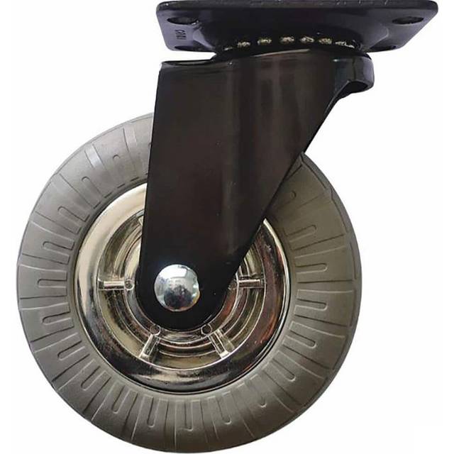Headbourne 8270E Designer Casters 5 inch Soft Rubber Chrome & Black Designer Caster  4 Pack