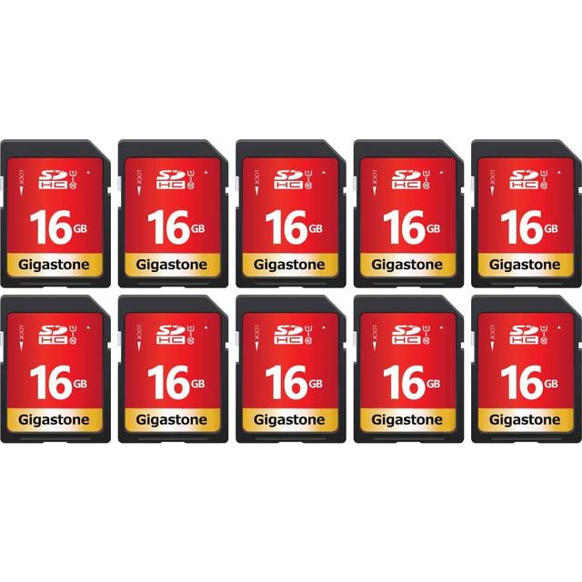 GIGASTONE 16 GB SDHC-minneskort, premium serie, hastighet 80 MB/s. Kompatibel med foton, videor, musik, videokamera, dator, U1 UHS-I klass 10 för UHD Video med 10 minifodral