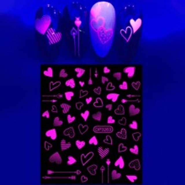 SHEIN 1sheet Luminous Heart Pattern Nail Art Sticker Nail Stickers DIY