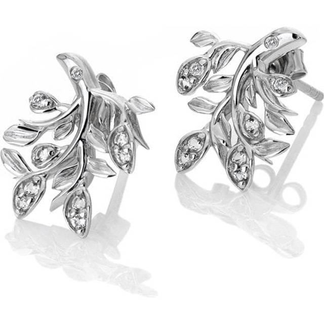 Hot Diamonds Nurture Sterling Silver White Topaz Tree Stud Earrings DE688