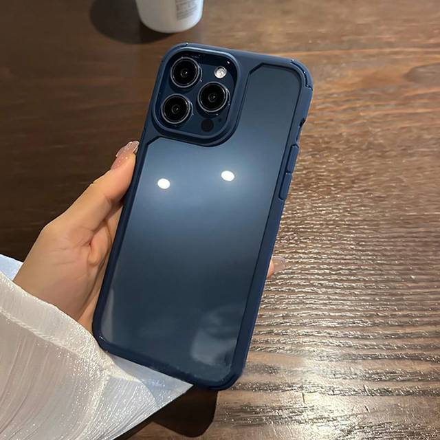 Enkelt, pansarliknande, genomskinligt hårt telefonskal, kompatibelt med Apple 16promax/16/16pro/16plus/16e/12/13/14promax/Xs/Xr/11pro/11promax/12pro/1 - Kungsblått (Multi-size)