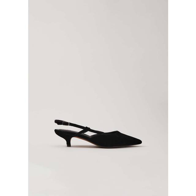 Phase Eight Women's Velvet Slingback Kitten Heels - Black - 37/4