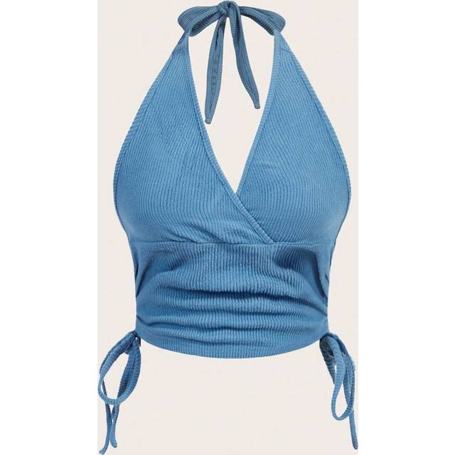 Kvinnors Halterneck Fåll med Dragsko Linnen - Blå (L,M,S,XS)