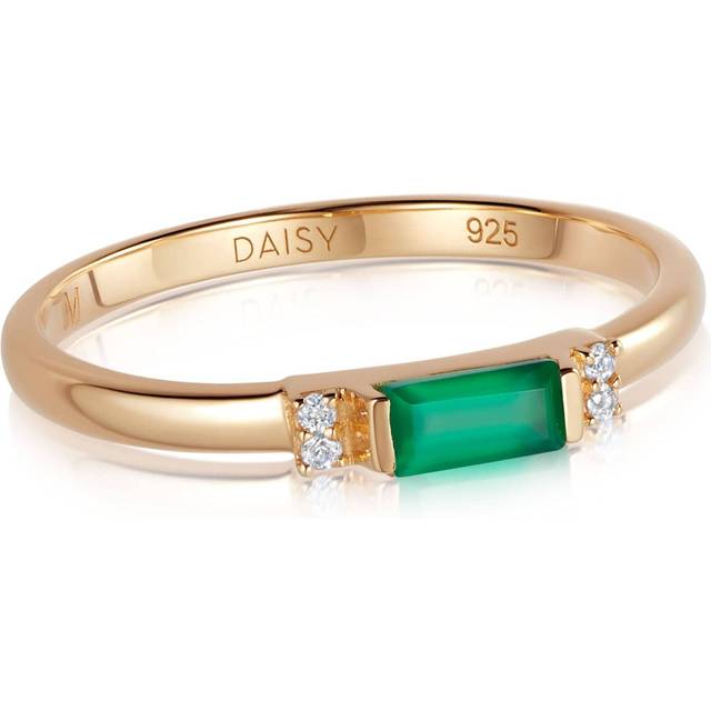 Beloved Fine Green Onyx Band 18ct Gold Plated Ring JR02_GP / Size S
