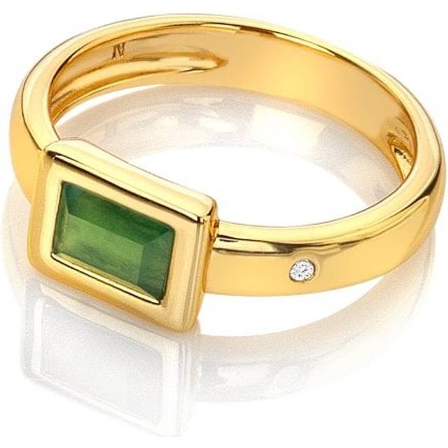Rectangle Green Agate Ring DR263 / Size S