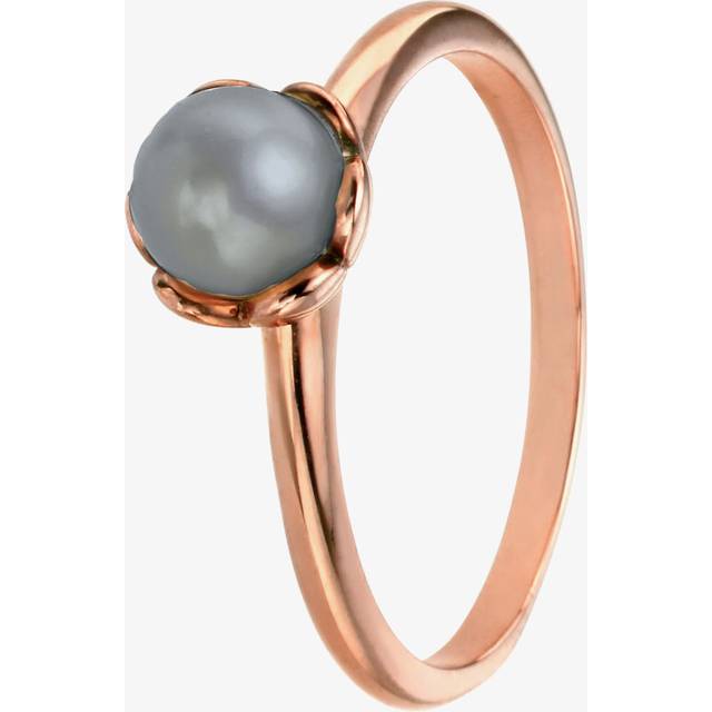 Rose Gold-Plated Grey Freshwater Pearl Flower Ring R3467H-52 (L1/2)