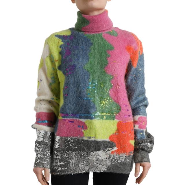 Multicolor Mohair Turtleneck Pullover Sweater - IT38 | XS
