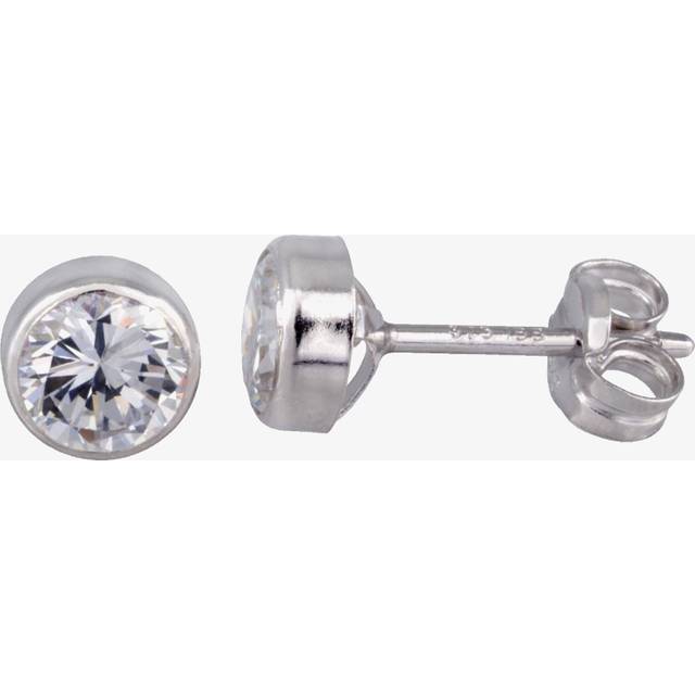 9ct White Gold Round Cubic Zirconia 5mm Stud Earrings 5.57.3423 - Silver