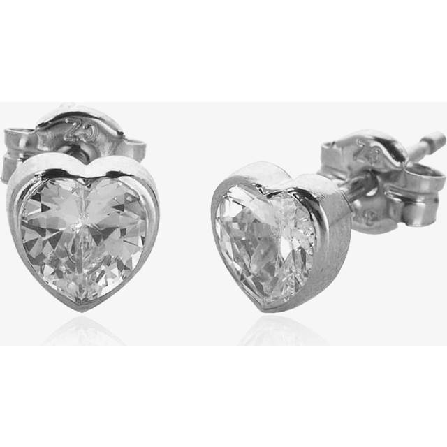 9ct White Gold Cubic Zirconia Heart Stud Earrings 5.57.0183 - Silver