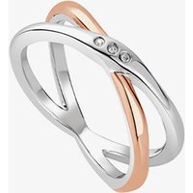 Clogau Ripples Cross Over White Topaz Ring 3SRPP0209/L - Two Colour