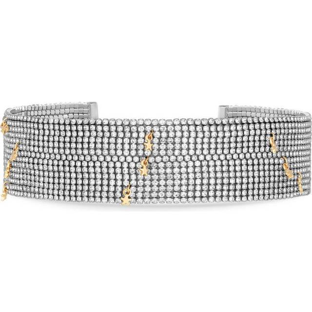MOOD Mood Two Tone Crystal Cupchain And Celestial Statement Choker Necklace