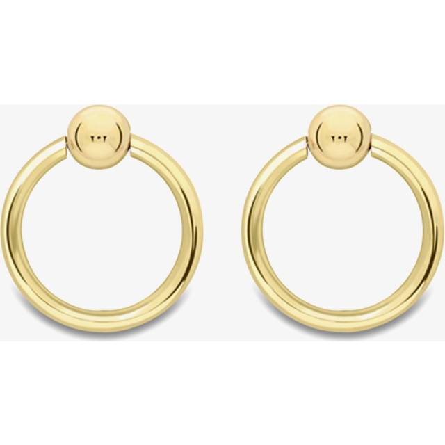 9ct Yellow Gold Ball & Hoop Stud Dropper Earrings ER432