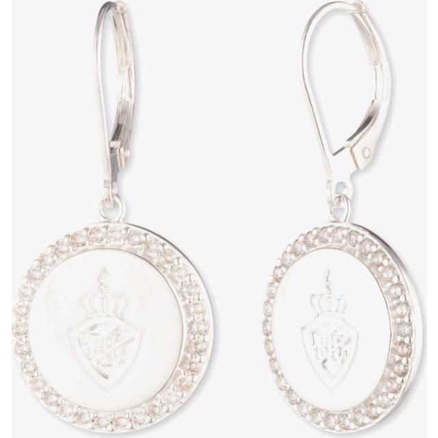 Lauren Ralph Lauren Silver & Cubic Zirconia Logo Shield Disc Drop Earrings 14G00328