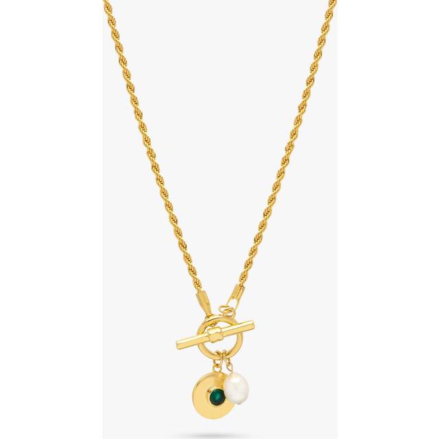 Pearl CZ T-Bar Rope Necklace