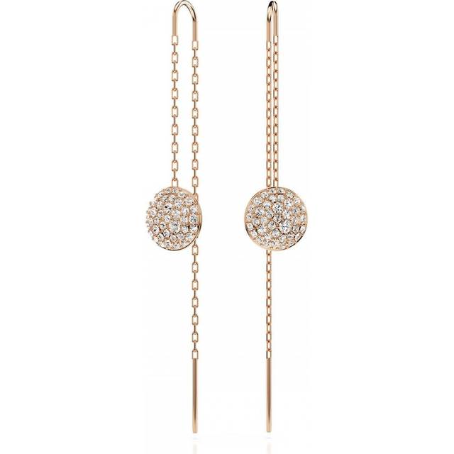 Meteora drop earrings, White, Rose gold-tone plated