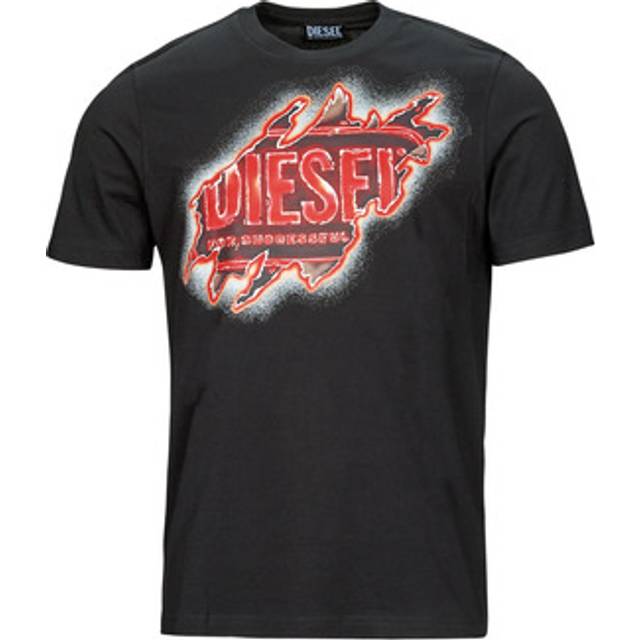 Diesel Diesel Flame Logo T-Shirt Mens - Black