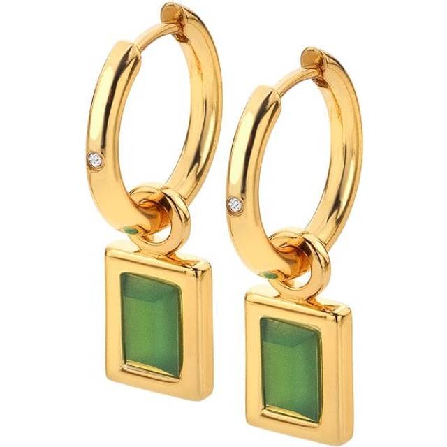 Rectangle Green Agate Earrings DE766