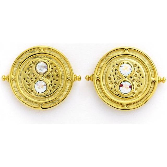 HP Silver Gold Time Turner Stud Earrings w/ Swarovski
