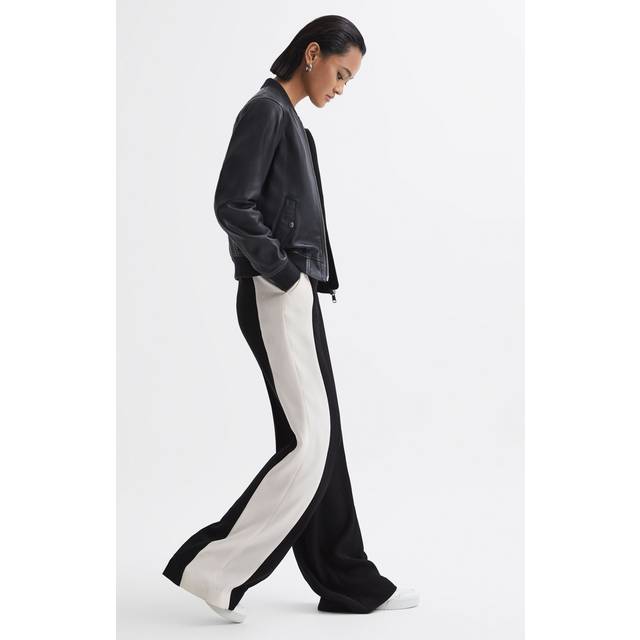 Reiss Womens Black Saffron Wide-leg Mid-rise Woven Trousers 6 - BLACK