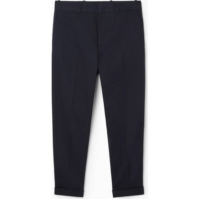 Turn-Up Tapered Twill Trousers in Navy - 44