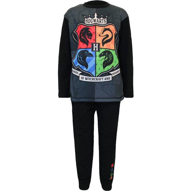 (5-6 Years, Black) Harry Potter Childrens Boys Hogwarts Crest Long Pyjama Set
