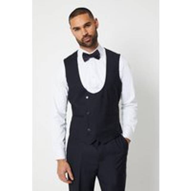 Mens Black Tailored Fit Tuxedo Suit Waistcoat