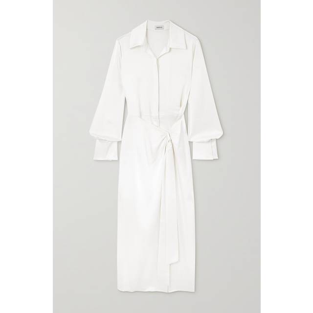 SIMKHAI - Samba Wrap-effect Satin Midi Shirt Dress - Ivory - US 0
