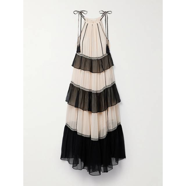 Ulla Johnson - Delilah Tiered Embroidered Silk-crepon Maxi Dress - Cream - US 6