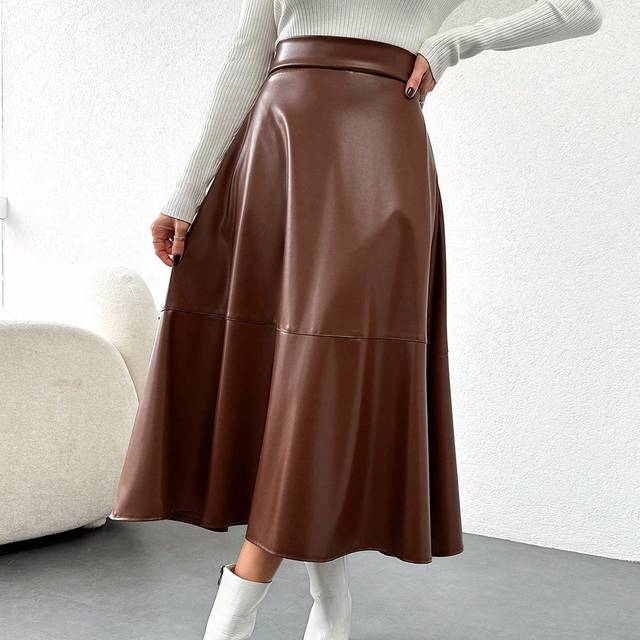 SHEIN Women&#39;S Long High Waisted Skirt With Ruffle Design