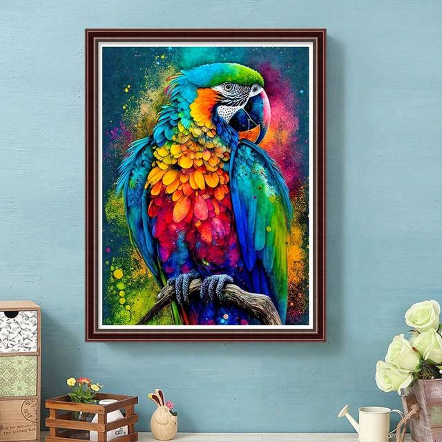SHEIN 1pc Parrot Diamond Painting Picture, 5d Diamond Painting Cross Stitch Kit, Diamond Embroidery Mosaic Picture, Suitable For Adult Beginner Diamond Digi