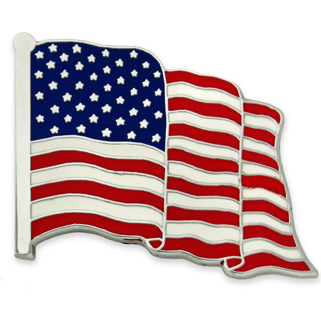 Made in USA American Flag Pin- Silver Pack of 5