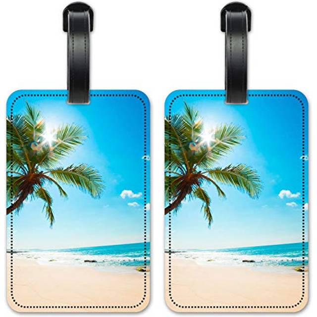 Palm Tree and Beach - Luggage ID Tags - Suitcase Identification Cards - Set of 2