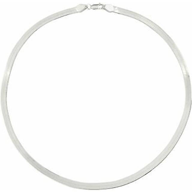 Sterling silver necklace 925 plain herringbone flat chain 5 mm thick - silverly