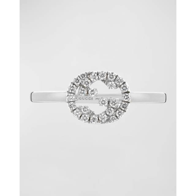 Gucci Womens White Gold Interlocking Gg 0.12ct Diamond and 18ct White-gold Ring Q - WHITE GOLD