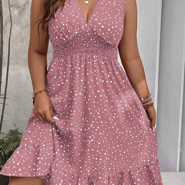 Franclia Plus Size V-Neck Sleeveless Summer Boho Dress Women Outfit