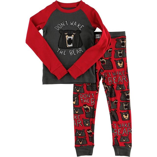 Lazy One Warm Long-Sleeved Kids' Pajamas for Girls and Boys  Funny Kids' Pajama Sets  Cozy  Comfy  Not A Morning Person  Grumpy Don't Wake The Bear  4