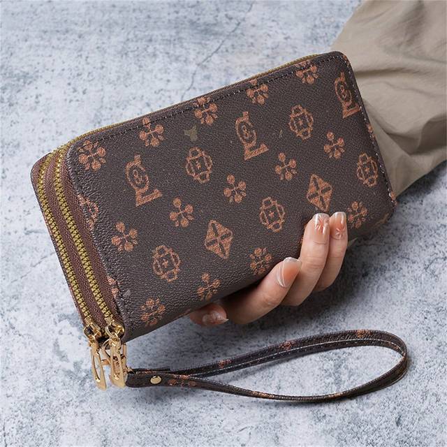 SHEIN 2023 New Arrivals Women&#39;s Double Layer Zipper Large Capacity Fashionable /Wallet For Girls/Ladies Business Casual For Women Wallet Purse Wallet Long W