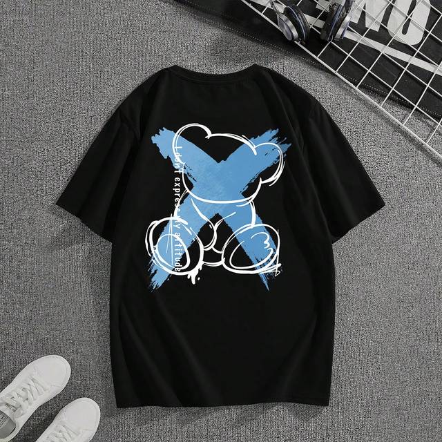 Manfinity Men&#39;s Printed Crew Neck Short Sleeve T-shirt With Text And Cartoon Patterns