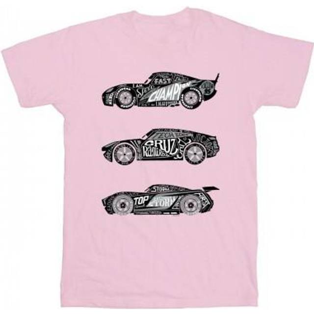 (12-13 Years, Baby Blue) Disney Boys Cars Text Racers T-Shirt