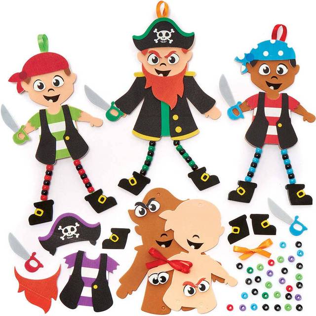 FC901 Pirate Dangly Legs Decoration Kits - Pack of 5, Kids Foam Crafts, Kids Bead Arts and Crafts