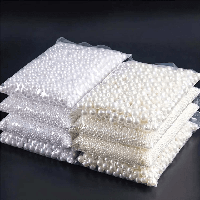 SHEIN 4-16mm Abs Faux Pearl White Beads With Straight Hole, Diy Women&#39;s Bracelet & Necklace Making Accessories, Jewelry Material