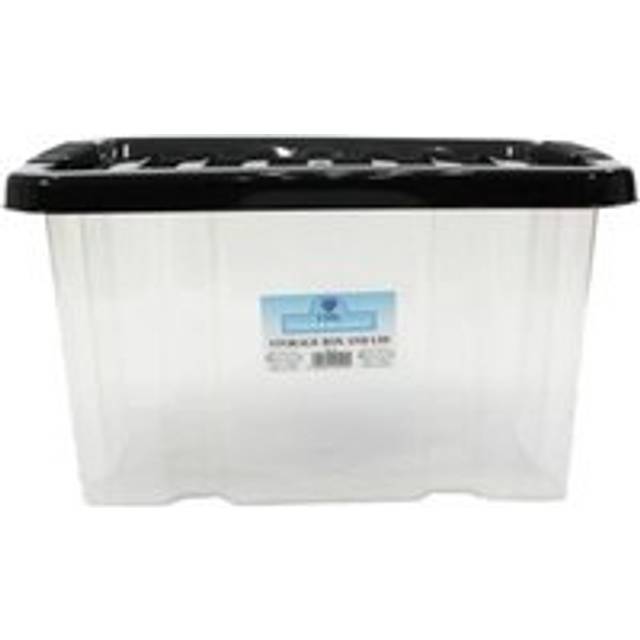 Plastic Storage Box 24 Litres - Clear & Black by TML