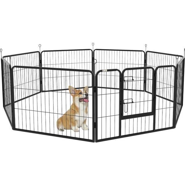 PawHut Pet Playpen Play House Steel Hutch Metal - Black, Black