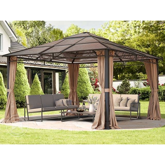TOOLPORT Garden Gazebo Hardtop Rendezvous Deluxe cappuccino, 4x4m - (300189)
