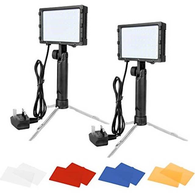 LED Video Light 2 Pack Portable 60 LED 5500K Continuous Photography Lighting Kit for Table Top Photo Studio Lamp with Color Filters